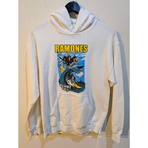 The Ramones Rockaway Beach Pop Punk Rock White Graphic Official Hoodie 2018 Sz M